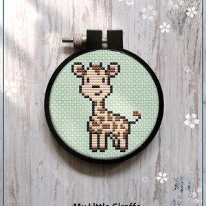 My Little Giraffe cross stitch pattern, Beginner Mini Animal Art (PDF)