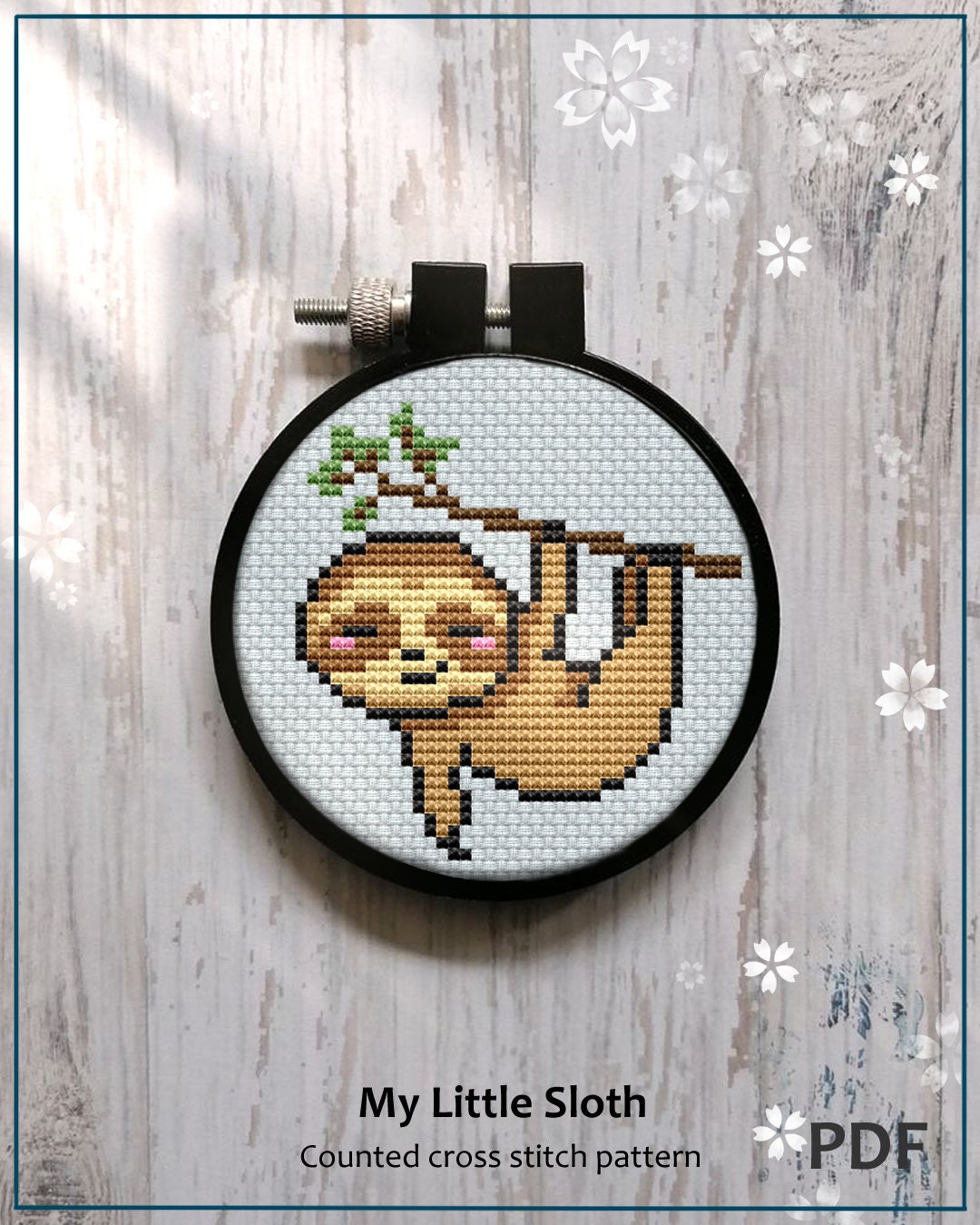 Cute Sloth Modern Cross Stitch Pattern Gift for Kid Easy Mini Baby ...