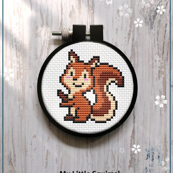 Little Squirrel modern Cross Stitch Pattern Gift for Kid Easy Mini cute baby squirrel Nursery Wall art Instant Download