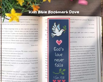 Dove Bookmark Cross Stitch Pattern, Kids Christian Design (PDF)