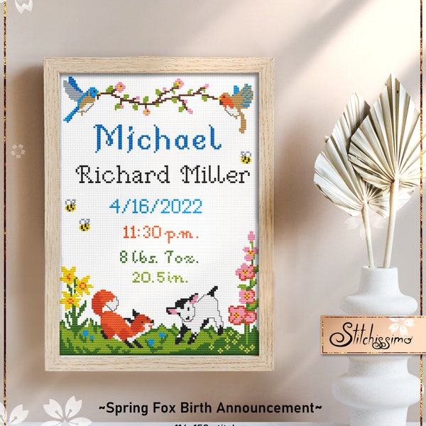 Needlepoint Birth Announcement Etsy
