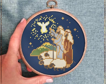 Shepherds Cross Stitch Pattern, Religious Christmas Art (PDF)