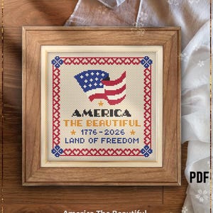 Patriotic Cross Stitch Pattern, America, Independence Day Wall Art (PDF)