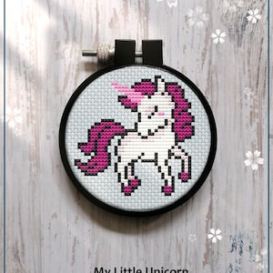 My Little Unicorn cross stitch pattern, Beginner Mini Animal Art (PDF)