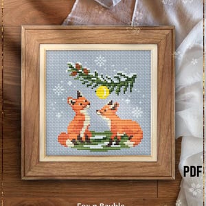 Modèle de point de croix Fox-n-Bauble, charmante décoration d'animal de Noël (PDF)
