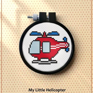 My Little Helicopter Cross Stitch pattern Gift for Kid Easy beginner Mini Cute Helicopter Vehicle Wall Art Instant Download PDF