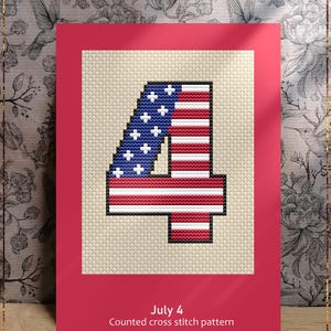 4 juli kruissteekpatroon, ontwerp Independence Day, DIY Amerikaanse vlagkaart, patriottische kaart, veteranendagkaart, pdf downloaden