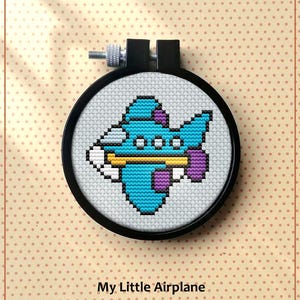 My Little Airplane Cross Stitch pattern Gift for Kid Easy beginner Mini Cute Plane Vehicle Wall Art Instant Download PDF