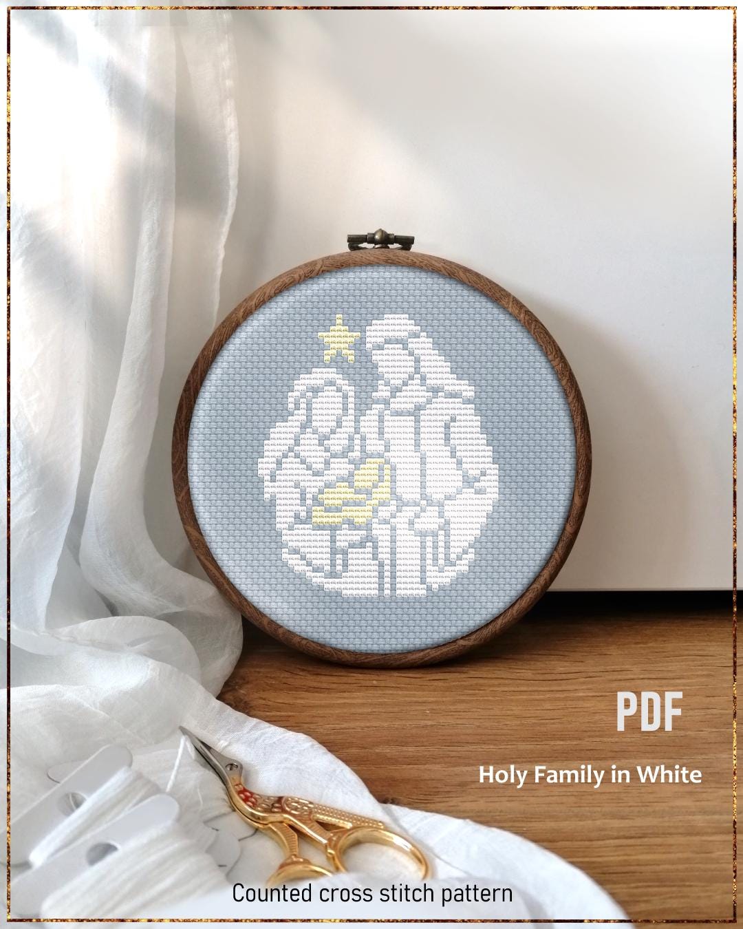 Kit punto croce presepe su base in plastica, kit ricamo vigilia