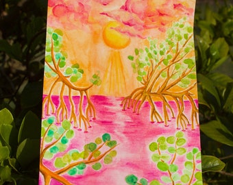 sunset in the mangroves print