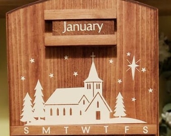 Calendario perpetuo: una versión moderna de un clásico favorito. Regalo perfecto para bodas, azulejos de madera, calendarios de madera, regalos para inauguración de casa, regalos navideños y para la cocina.