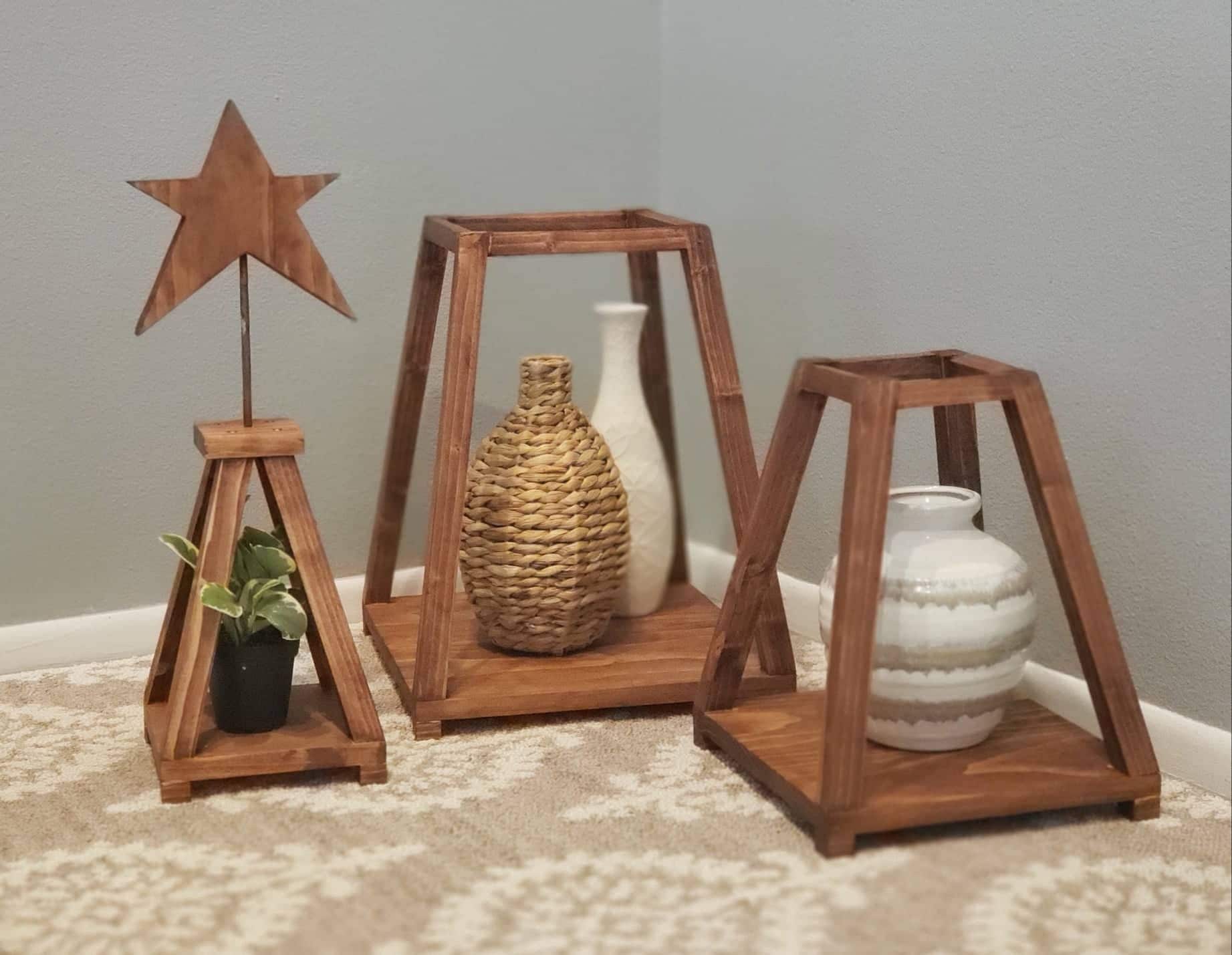 Wood Christmas Tree Shelf Stackable Nesting 3 Three Tier Etsy