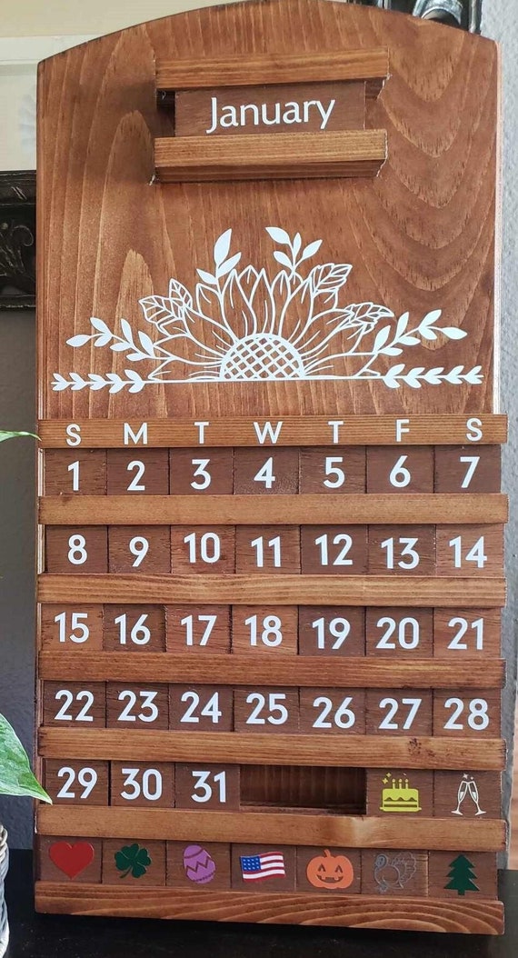 Perpetual Calendar Flower - Wedding Gift Housewarming Holiday