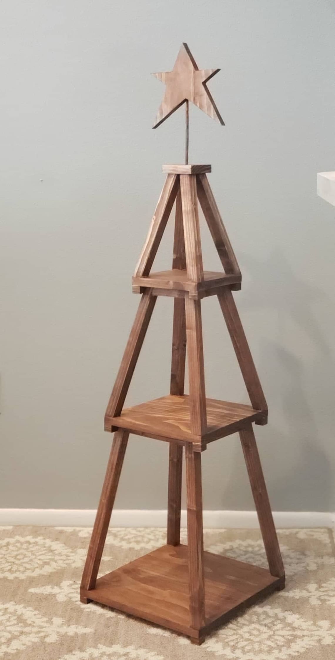 Wood Christmas Tree Shelf Stackable Nesting 3 Three Tier Etsy