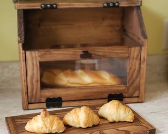 Rustic Bread Box, Counter Top, Bread Cabinet, Bread Display, Pastry, Breadbox Vintage Farmhouse Style Wood 2 Story Cake Cupcake Pinterest