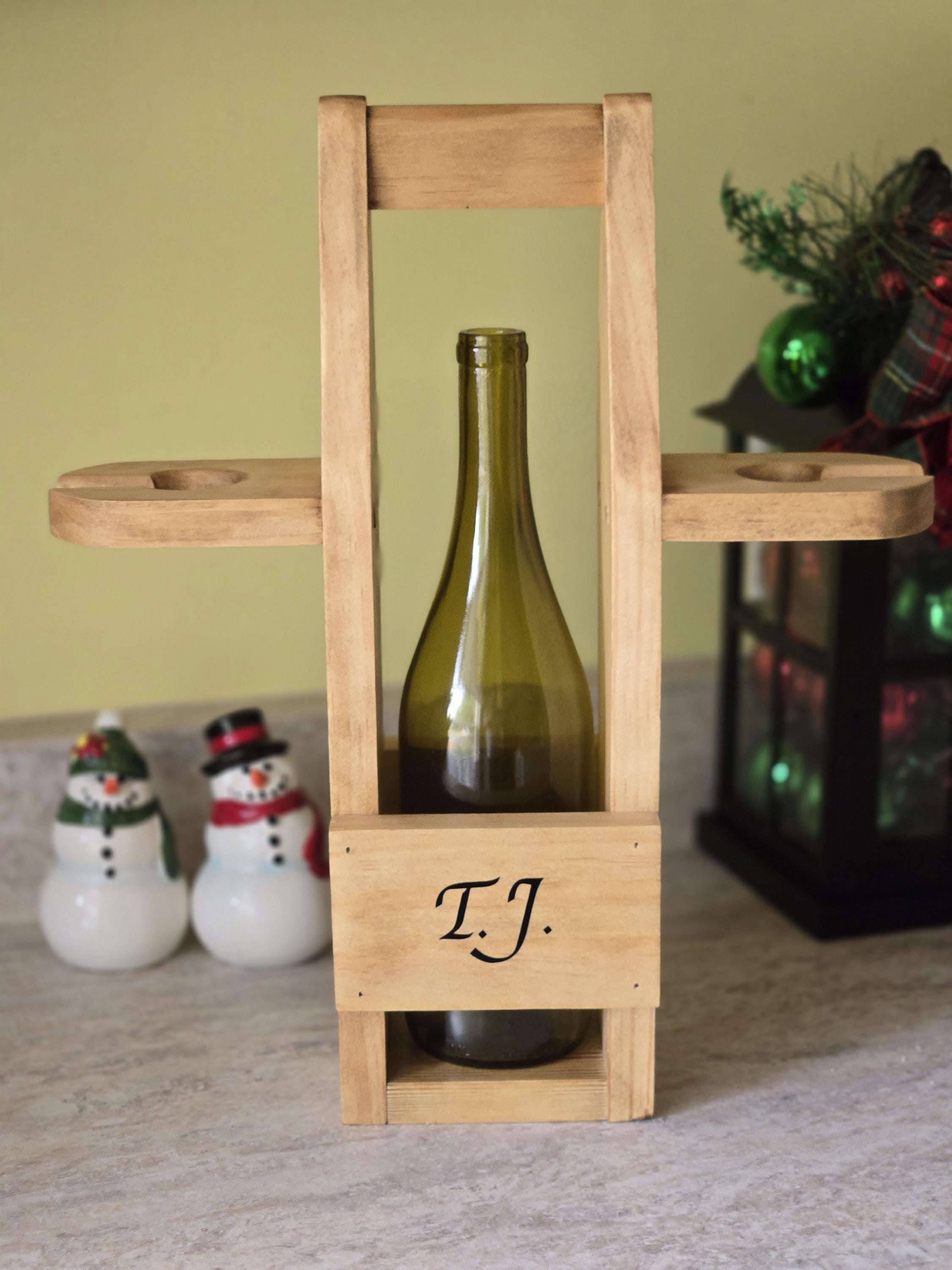 Wine Caddy, Wine Tote, Wedding Gift Wine Holder Glass Holder Unique Elegant Stylish Caddie Pinterest Realtor Closing Gift Work Team Group