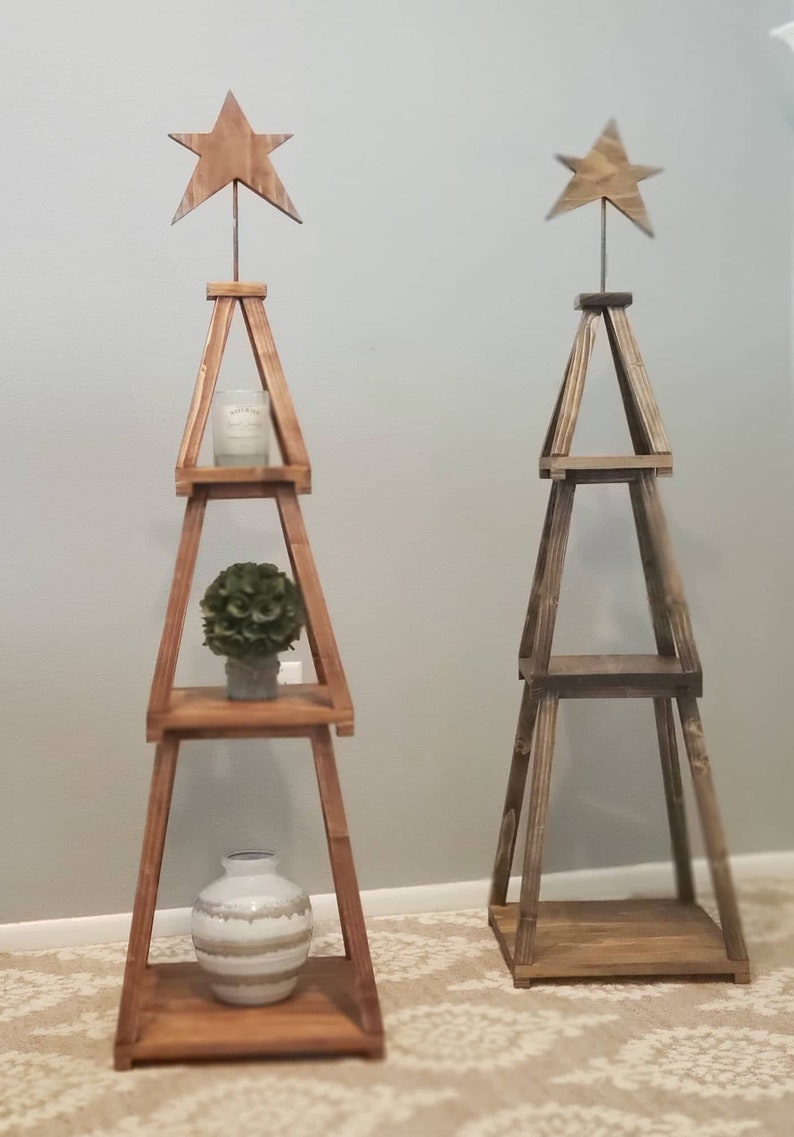 Wood Christmas Tree Shelf Stackable Nesting 3 Three Tier Etsy