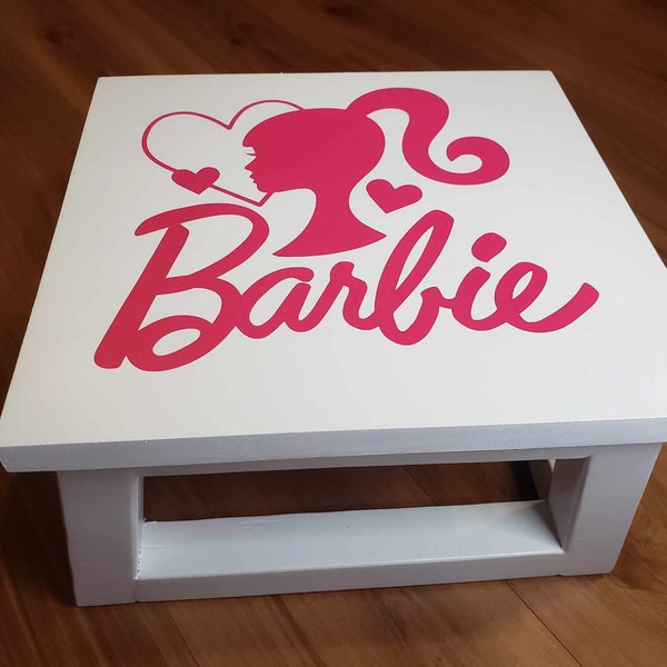 Barbie Kids Step Stool, Child's Foot Stool, Childrens Furniture, Wooden Stool, Gifts For Kids, Custom Gift, Stepstool, Pinterest
