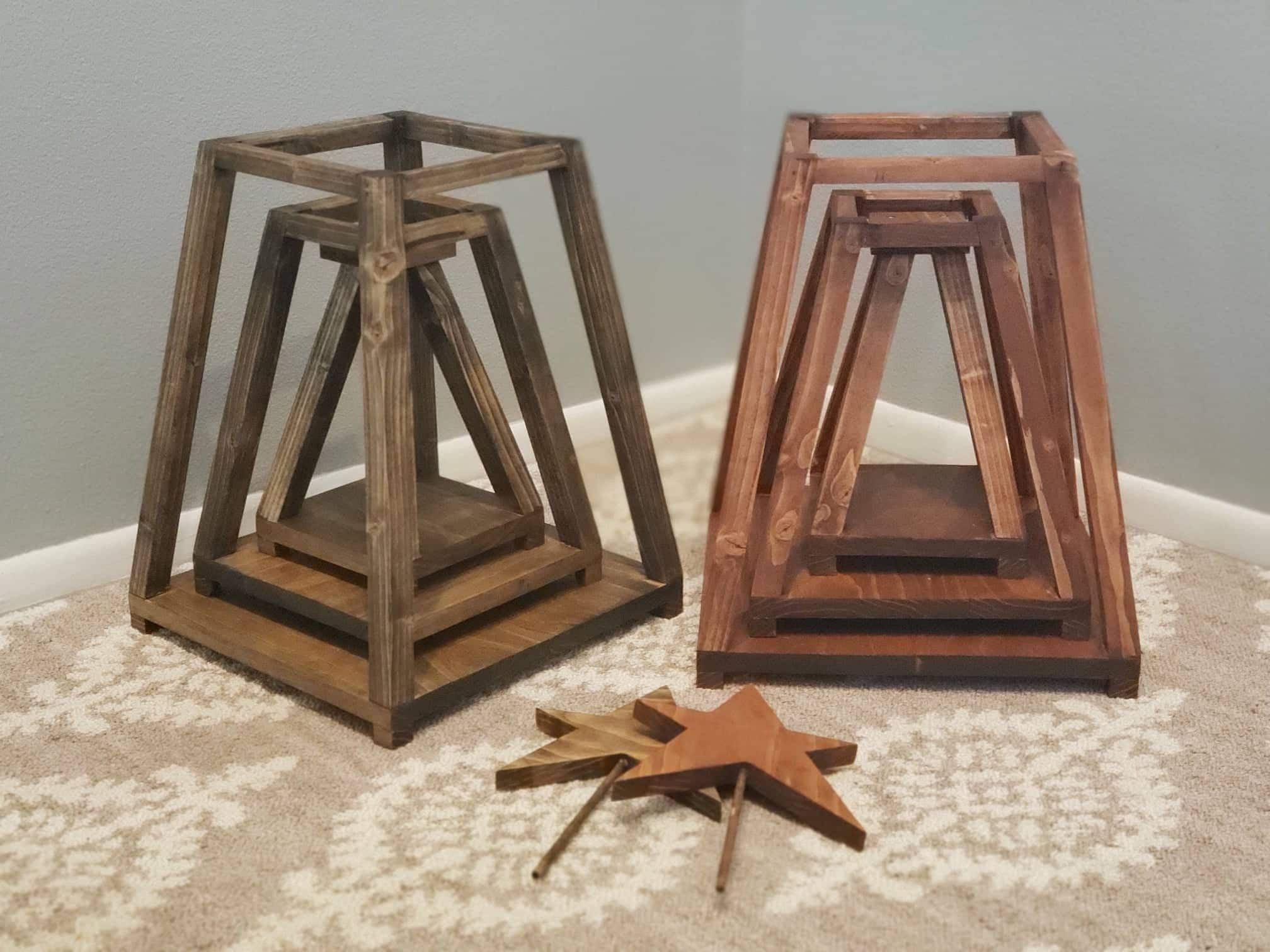 Wood Christmas Tree Shelf Stackable Nesting 3 Three Tier - Etsy