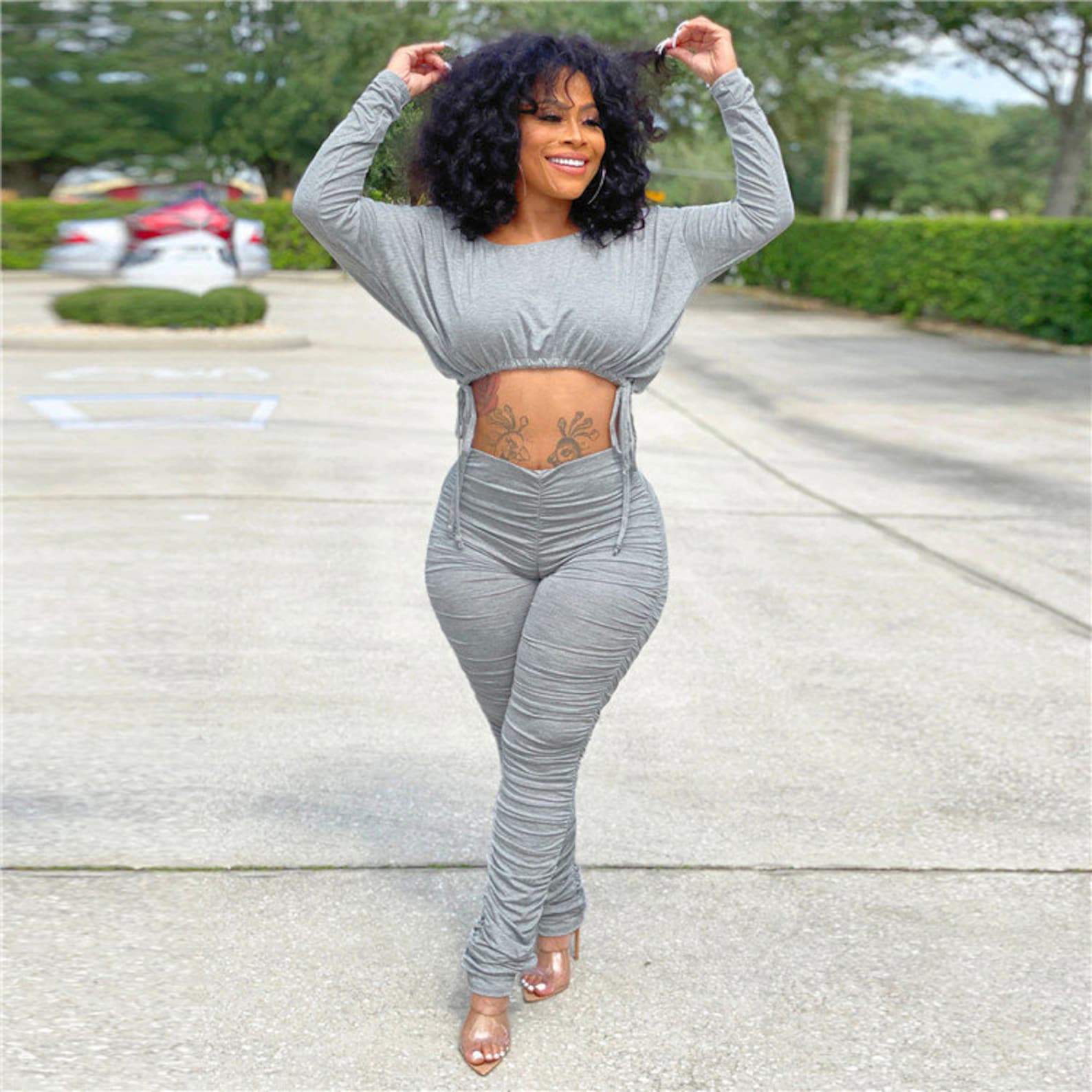 Women Stacked Legging Two Piece Set Etsy