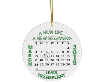Personalized Liver Transplant Ornament: Custom Date, New Beginning