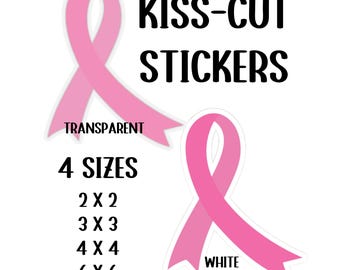 Breast Cancer Pink Awareness Ribbon Sticker | Kiss-Cut Vinyl Decal