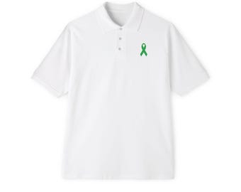 Organ Transplant Ribbon Men's Polo Shirt: Awareness Gift