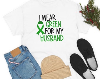 I Wear Green For My Husband T-Shirt: Organ Transplant Support Tee