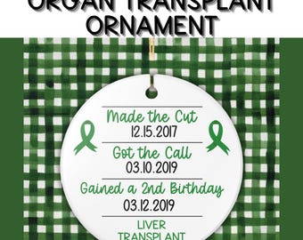 Personalized Transplant Milestone Ceramic Ornament | New Life Keepsake | Organ Transplant Gift