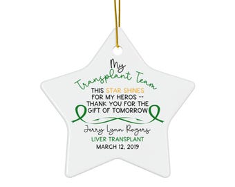 Organ Transplant Team Gift | Star Porcelain Christmas Ornament