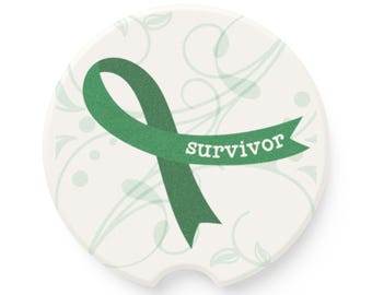 Organ Transplant Soapstone Survivor Ribbon car coaster | Transplant Recipient surgery gift