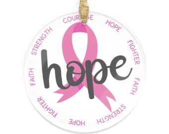 Breast Cancer Hope Ornament: Acrylic Awareness Ribbon Keepsake
