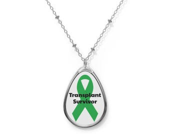 Transplant Survivor Oval Necklace | Zinc Alloy Pendant for Recipients