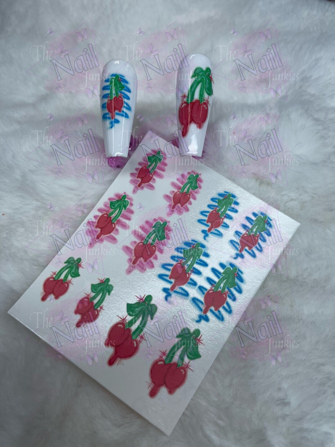 Cherry Airbrush Nail Waterslides Cherries Nail Art Etsy