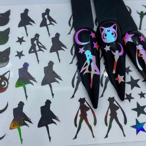 Moon Nail Decals Etsy