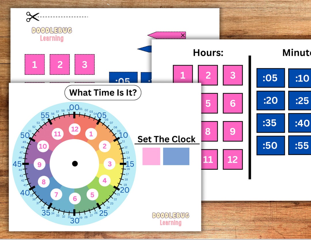 Kids Clock, Learn to Tell Time, Printable Learning Game, Homeschool