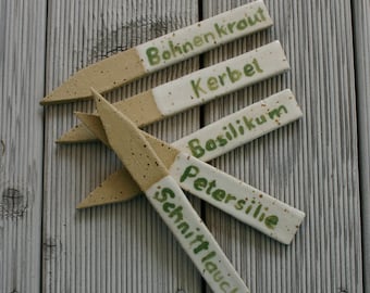 Kräuterstecker Kräuterschild Keramik Beet-Pflanzen-Stecker handgetöpfert Handarbeit