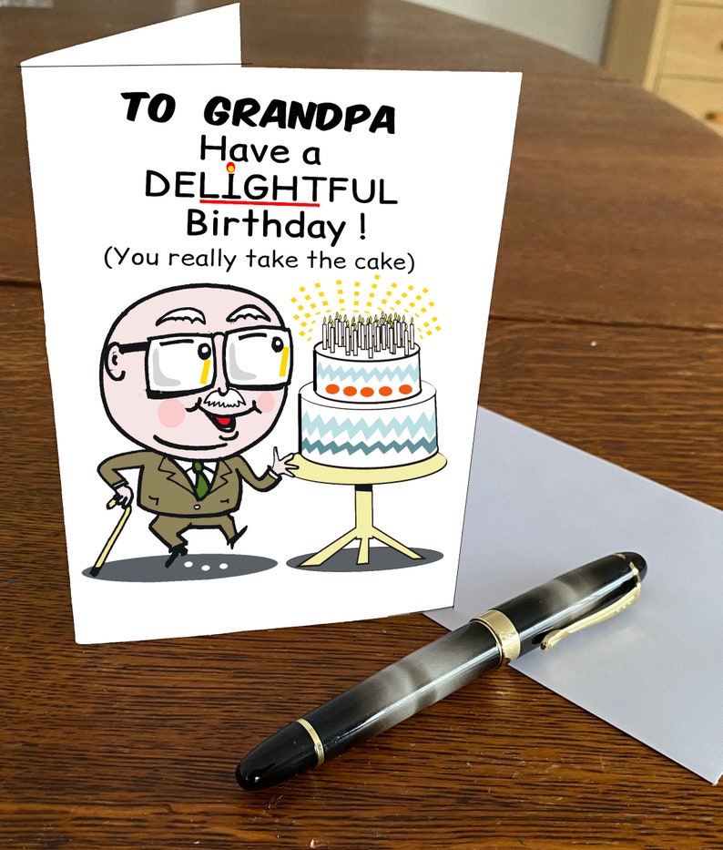 Funny Cartoon Grandpa Birthday Greeting Card Printable - Etsy