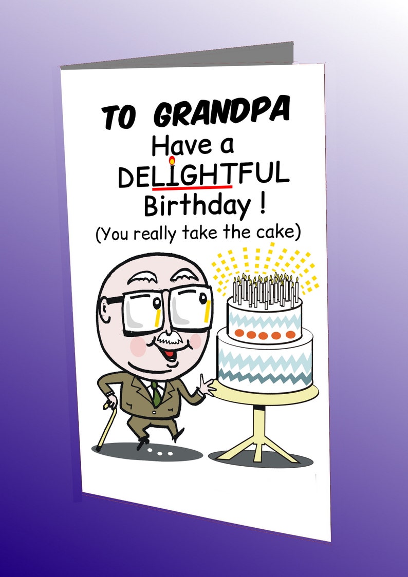 Funny Cartoon Grandpa Birthday Greeting Card Printable - Etsy