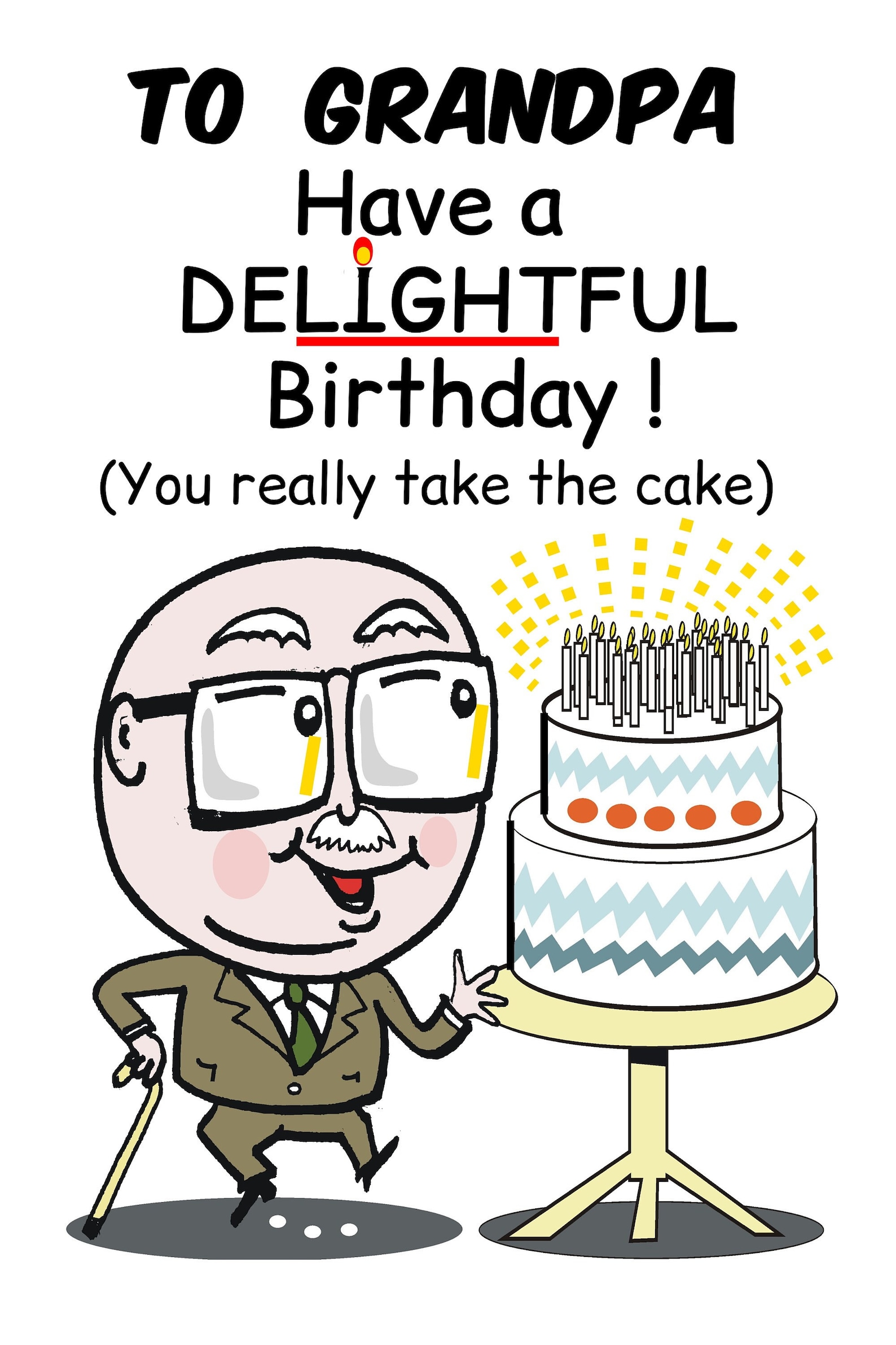 Funny Cartoon Grandpa Birthday Greeting Card Printable - Etsy