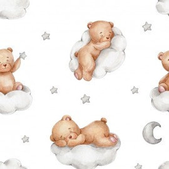 Finde på rester skat Teddy Bears on a Cloud Premium Cotton Fabric Natural Bear - Etsy