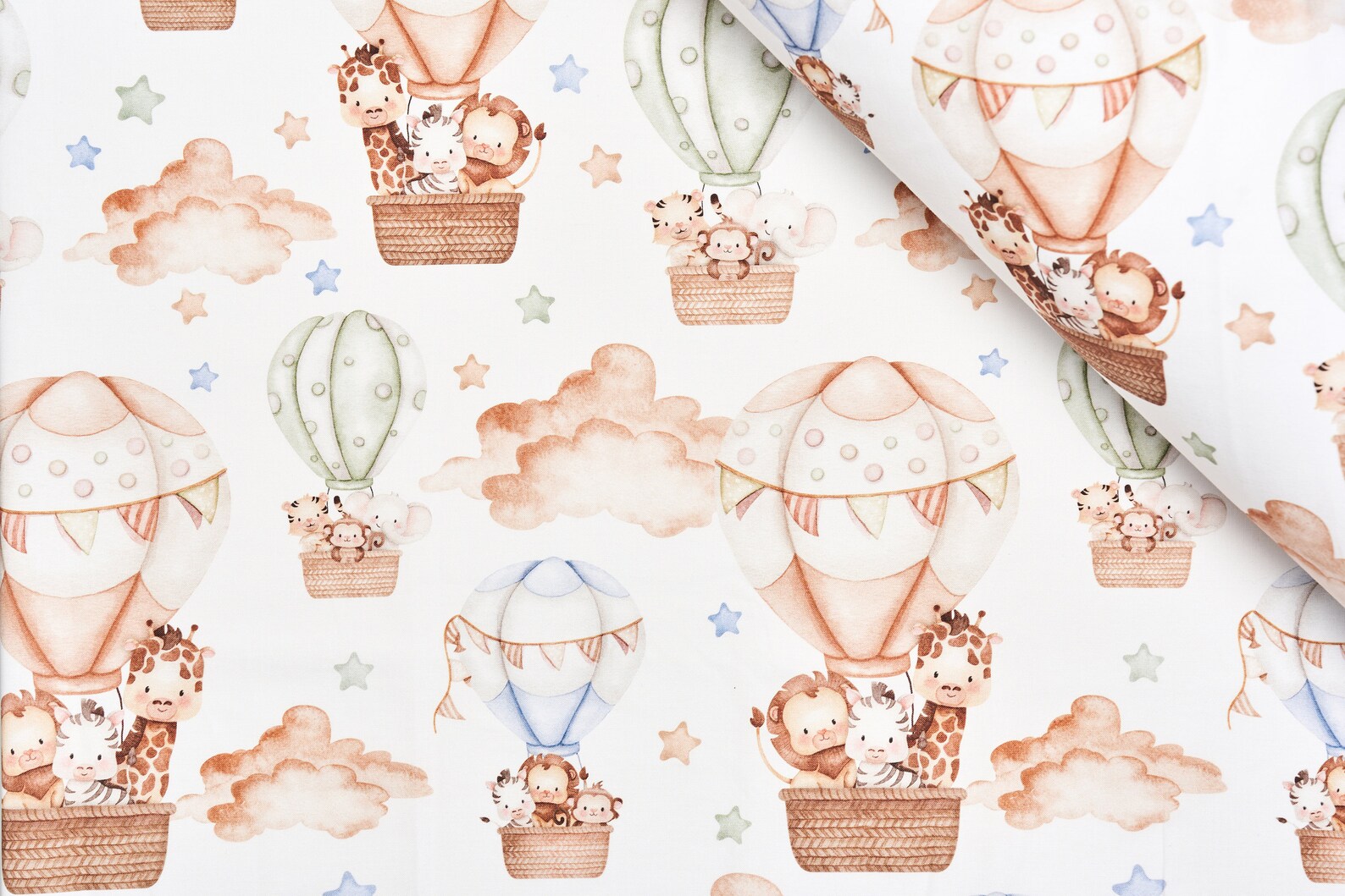 Jungle Baby Fabric Safari Animal Fabric Hot Air Balloon Eco Etsy