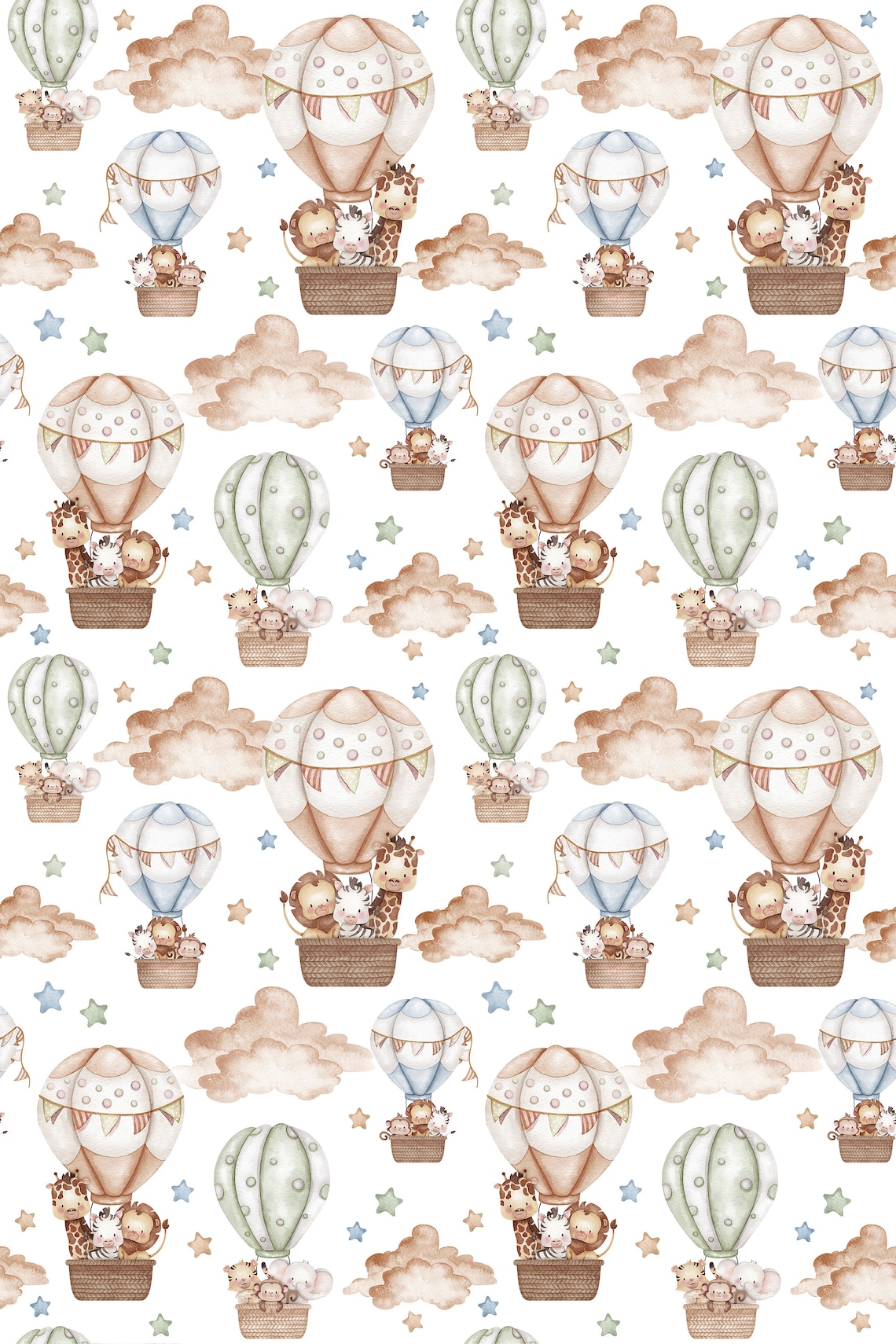 Jungle Baby Fabric Safari Animal Fabric Hot Air Balloon Eco Etsy