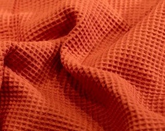 Waffle Knit Fabric, 100% Cotton Fabric Baby, Orange Cotton Waffle, WAFFLE Cotton Fabric