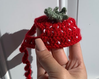 Strawberry Crochet Cat Hat