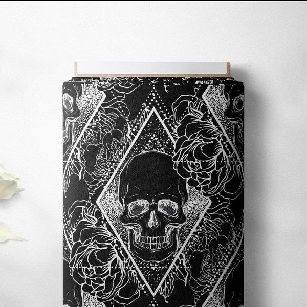 Skull Knit Fabric Etsy