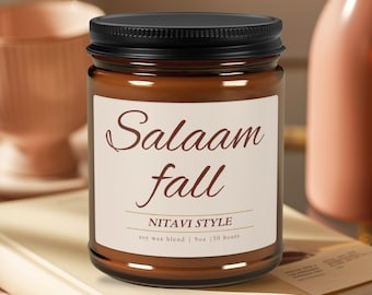 Salaam Fall Scented Soy Candle Autumn Fall Cozy Season Islamic Home Decor New Home Apartment Gift  Muslim Host gifts Farmhouse Book Nook