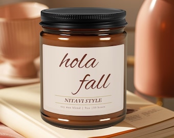 Hola Fall Scented Candle Hello Fall Hosting Decor Cozy Season Spanish Home Latina Gift Hostess Gifts
