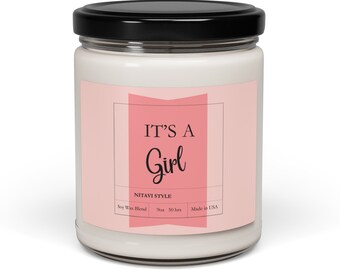 It's A Girl Scented Candle Gift Perfect Baby Shower and Newborn Gift Gender Reveal Gift Baby Announcement gift Welcoming Baby Girl Unique