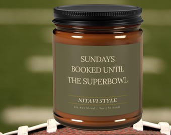 Sundays Booked Fun Football Fan Candle Football Season Game Day Gift Fall Hosting Decor Hostess Gifts Tailgate Party Gifts for Sports Fan